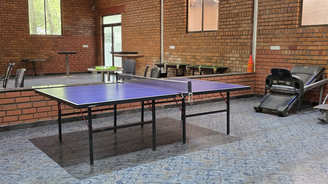 Table tennis table in the indoor games hall