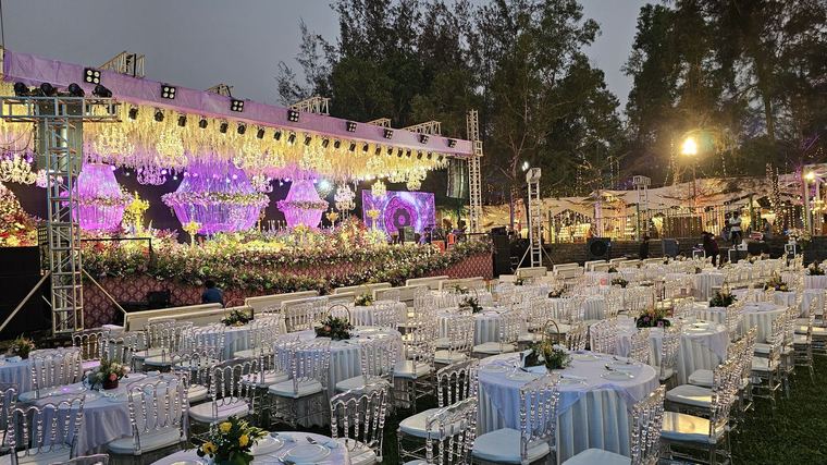 Banyan Tree lawn by night