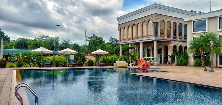 Pool and arched colonnade